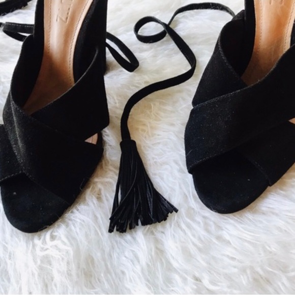 Shutz black suede Damila crisscross tie sandals - Picture 7 of 11